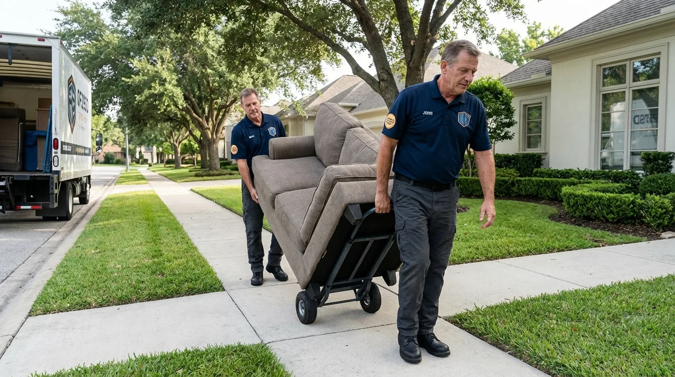 Local residential moving crew loading furniture in Saint Michael, MN